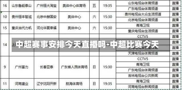 中超赛事安排今天直播吗-中超比赛今天
